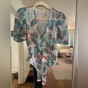 Hemant & Nandita Floral Print Bodysuit Top